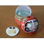 Japanese 100g Loose Tea Canister Red Good Luck Wishes Daruma/Made in Japan