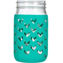 JarJackets Silicone Mason Jar Sleeve - Fits 32oz (1 quart) WIDE-Mouth Jars … (1, Lagoon)