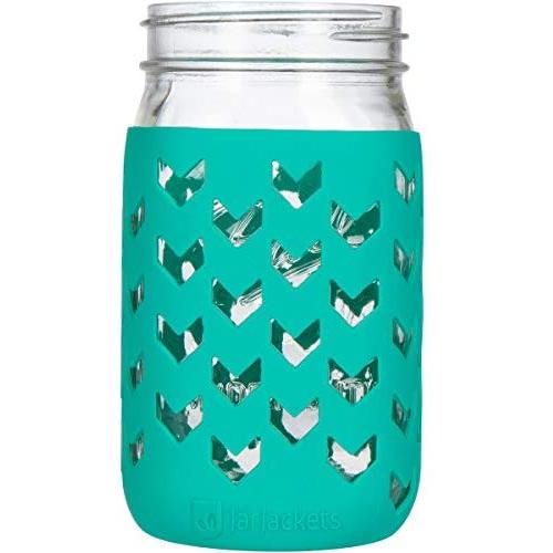 JarJackets Silicone Mason Jar Sleeve - Fits 32oz (1 quart) WIDE-Mouth Jars … (1, Lagoon)