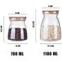 Glasbehälter Set – 2 Größen, Tee-Kaffee-Bohnen-Glasbehälter mit Holzdeckeln, ideal für Lebensmittel, Kekse, Mehl, Zucker, Gewürze (23oz & 37oz)