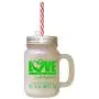 Green Love Four Legged Word Many Not Perfect But Dog Loves Frosted Glass Mason Jar With Straw