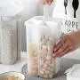 Clear Plastic Food Containers With Lids,Kitchen Food Grains Cereal Containers Multi-Open Cover,Storage Container Sealed Tank With Removable Partition,Practical,White-4grid-2300ML