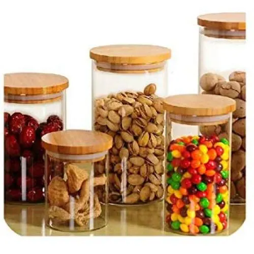 Transparente Glas-Aufbewahrungsbehälter für Getreide, Gewürze, Tee, Kaffeebohnen, Süßigkeiten, Lebensmittel – Küchenbehälter, Glaskaraffen, Organisationsbehälter, 950 ml