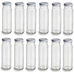 Nakpunar 12 pcs 8 oz Tall Glass Jars with Lids (White, 12)