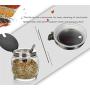 CSPFAIRY Kitchen Clamshell Design Seasoning Jar Metal Shelf with Spoon Spice Box 5 Piece Set Lead Free Glass Seasoning Bottle Suitable for Every Family