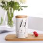 Food Storage Jar, Ceramic Kitchen Canisters with Airtight Seal Bamboo Lid, Food Storage Canister for Tea, Coffee Bean, Spice, Sugar, 560ml (3)