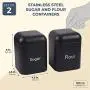 Ensemble de bocaux Juvale Cuisine - 2 Bocal en Acier Inoxydable pour Sucre et Farine avec Couvercles en Acier, Noir, 11,4 x 15,2 x 11,4 cm Ensemble de bocaux Juvale Cuisine - 2 Bocal en Acier Inoxydable pour Sucre et Farine avec Couvercles en Acier, Noir, 11,4 x 15,2 x 11,4 cm