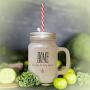Green Home Is Where The Story Begins Frosted Glass Mason Jar With Straw