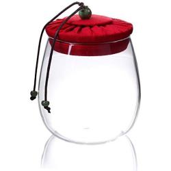 UniquQ Heat Resistant Big Capacity Transparent Glass Jar Flower Tea Container with Lid Glass Jars Food Storage Tank (red lid)