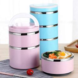 Thermos Food Jar Multi-storey Thermos Stainless Food Flask,Leakproof Insulated Food Containers,Lunch Box (Color : Light purple, Size : 1500ml)