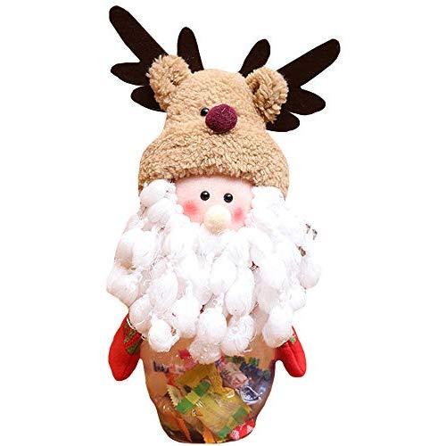 Queena Christmas Candy Cans Clear Plastic Food Storage Container Gift Bottle Holder Xmas Candy Jar Party Home Decor