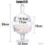 Apothecary Jars Glass Candy Jar European Household Transparent Large Capacity Storage Tank, Large:3.2L