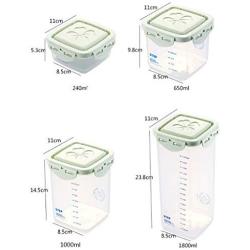 Food Savers 4 Packs Food Storage Containers Food Preservation Box With scale Superimposable Sealed jar Storage Box plastic storage jar,240/650/1000/1800ml (Color : A)