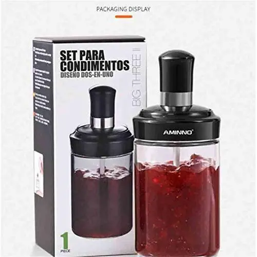 CSPFAIRY Food Grade Glass with Spoon Kitchen Spice Jars Seal Multifunction Solid Solution Seasoning Ketchup Bottle CSPFAIRY Food Grade Glass with Spoon Kitchen Spice Jars Seal Multifunction Solid Solution Seasoning Ketchup Bottle