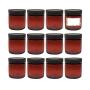 ljdeals 4oz Amber PET Plastic Jars with Lids, Refillable Empty Round Containers, Pack of 12, 12 Labels, Perfect for Kitchen, Cosmetic, Lotion, Personal Care Products and more BPA Free, Made in USA,