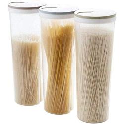 Professional 3 Pcs Tall Food Storage Cylinder Shaped Spaghetti Noodle Container Box, Plastic Container Cylinder - Storage Containers, Cylinder Containers, Plastic Cereal Container, Pasta Jar Glass