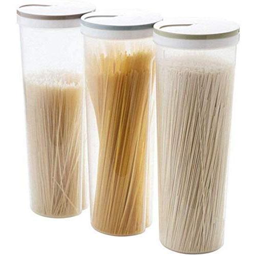 Professional 3 Pcs Tall Food Storage Cylinder Shaped Spaghetti Noodle Container Box, Plastic Container Cylinder - Storage Containers, Cylinder Containers, Plastic Cereal Container, Pasta Jar Glass
