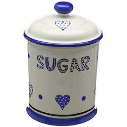 Fairmont & Main Kitchen Storage Jar-Sugar, Cream with Blue Hearts