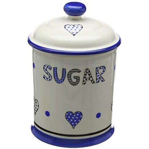 Fairmont & Main Kitchen Storage Jar-Sugar, Cream with Blue Hearts