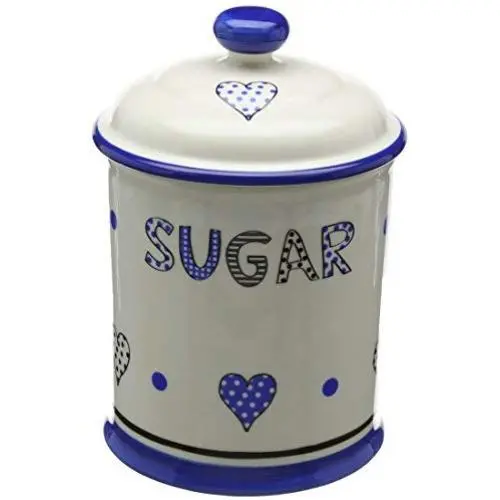 Fairmont & Main Kitchen Storage Jar-Sugar, Cream with Blue Hearts