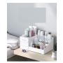 CheeseandU Makeup Organizer Small Plastic Storage Box with Drawers Small Bathroom Makeup Storage Case Multi-Function Desktop Sundry Storage Case Fits for Toner Cream Perfume Makeup Brushes White