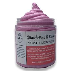 Strawberries & Cream Whipped Sugar Scrub | 4 Ounce Exfoliating Sugar Scrub | Strawberry Scented Body Scrub
