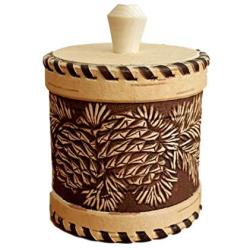 Handmade Birch Bark Canister, ECO Natural Cylindrical Wood Box, Multi Purpose Storage Box, Wood Container, Wooden Jar (Pine Cones) for Tea, Herbs, Spices, Honey, Salt, Sugar etc.