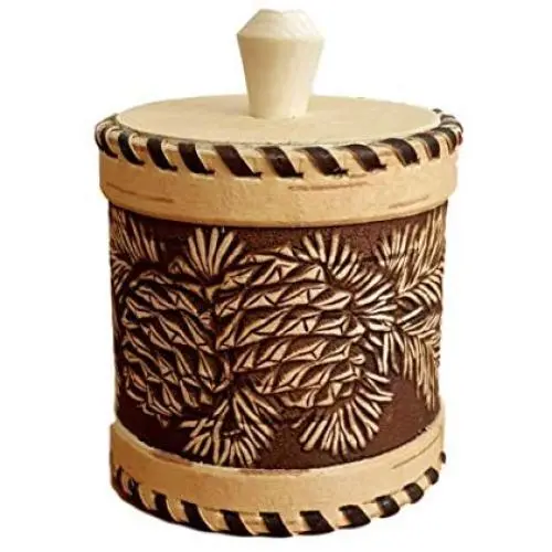 Handmade Birch Bark Canister, ECO Natural Cylindrical Wood Box, Multi Purpose Storage Box, Wood Container, Wooden Jar (Pine Cones) for Tea, Herbs, Spices, Honey, Salt, Sugar etc. Handmade Birch Bark Canister, ECO Natural Cylindrical Wood Box, Multi Purpose Storage Box, Wood Container, Wooden Jar (Pine Cones) for Tea, Herbs, Spices, Honey, Salt, Sugar etc.