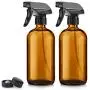 Titanker 2er Pack Sprühflaschen, Bernstein Glas Sprühflaschen, Leere Sprühflasche mit Auslöser, Wiederbefüllbar 16 oz für ätherische Öle, Reinigungsmittel, Wasser (Braun)