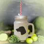 Marine Porzellan Silhouette Frost-Glass Mason Jar Mit Stroh