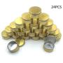 JM-capricorns 24 Pcs 1 Oz Tins Gold Small Aluminum Round Lip Balm Tin Storage Jar Containers with Screw Cap for Lip Balm, Cosmetic, Candles or Tea(Gold)
