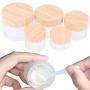 10PCS 5g 10g 15g 30g 50g Frosted Glass Jar Skin Care Eye Cream Jars Pot Refillable Bottle Cosmetic Container With Wood Grain Lid 