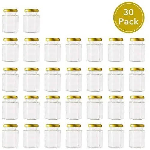 Encheng 4 oz Clear Hexagon Jars,Small Glass Jars With Lids(Golden),Mason Jars For Herb,Foods,Jams,Liquid,Spice Jars For Storage 30 Pack Encheng 4 oz Clear Hexagon Jars,Small Glass Jars With Lids(Golden),Mason Jars For Herb,Foods,Jams,Liquid,Spice Jars For Storage 30 Pack