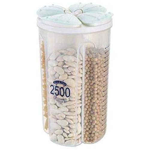 Separate Transparent Grain Storage Bottle Household Kitchen Food Moisture Proof Sealed Cans Dry Cereal Container Zp6191710,4 Grid Green