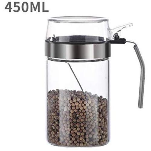 Tiakino Spice Jar, Mini Clear Glass Spice Jar Container Set with Airtight Lids Spoon for Kitchen Accessories