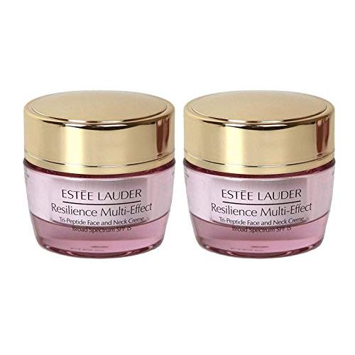 Lot of 2 x Estee Lauder Resilience Multi-Effect Tri-Peptide Face and Neck Creme SPF 15, 0.5 oz / 15ml each, Travel Size Unboxed