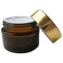 5 Pcs 1 oz Amber Round Glass Jars Empty Refillable Cosmetic Cream Jar Pot Bottle Container With Inner Liners and Gold Lids Glass Sample Jars For Cosmetics and Face Cream Lip Balm Lotion