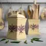 Stadt zu Cottage Handgemachte Lavendel-Blumen Gelbe und Creme Große Keramik 31,5 oz/900ml Küchen-Aufbewahrungsglas mit Deckel | Tonkanister, Keksdose, Wohngifts Geschenk