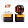 Cosmetic Container Portable Travel Cream Jar Empty Amber Glass Bottle, 6 Pcs 30 ml Refillable Container Brown Glass Jar, Lid and Lining Transparent Jar for Cosmetic Cream Lotion Essential Oil