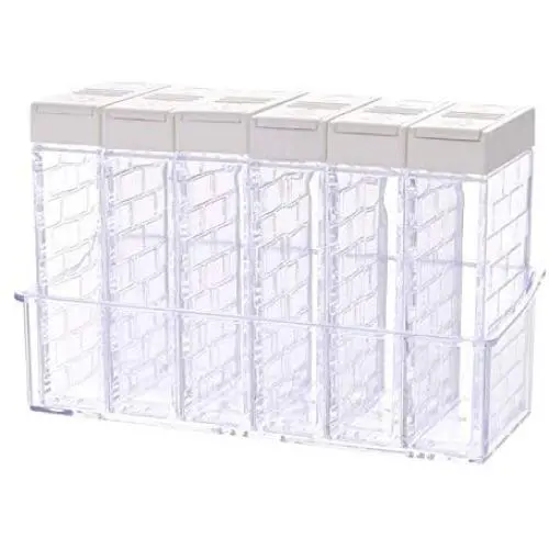 6er Set Neue Küchen Gewürze Dose Würzeespeicher Glasbehälter für Salz, Pfeffer, Kurkuma, Gewürzwerkzeuge, Elfenbein