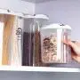 Transparente Kunststoff Lebensmittelbehälter Lagerbox Organizer mit 3 Fächern für Zucker, Getreide, Snacks, Bohnen, Nüsse