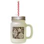 Brown Chrismas Ornaments Red White Frosted Glass Mason Jar With Straw