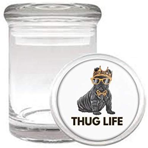 Thug Life Pug Baller Funny Medical Odorless Glass Jar