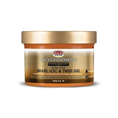 Afrikanisches Stolz Black Castor Haarwachs Miracle Extra Halt – Für Zöpfe, Dreadlocks, Locken Gel - Bändigt Frizz & Konturen, Ohne Parabene, Ohne Sulfat, Ohne Mineralöl, Ohne Vaseline, Enthält Schwarzkastanienöl & Kokosöl, 236 ml