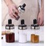 Loneflash 5.7 x 2.36inch Glass Spice Jar, Moisture-proof Dust-proof Kitchen Supplies Glass Seasoning Bottle Salt Storage Box Spice Jar With Spoon (Clear)