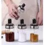 Glasgewürzbehälter von Loneflash, 5,7 x 2,36 Zoll, feuchtigkeitsbeständig, staubdicht, Küchenzubehör, Glas-Gewürzflasche, Salzbehälter mit Messlöffel (Transparent)