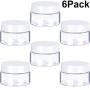 6 Pack 4 oz Plastic Pot Jars Round Clear Leak Proof Plastic Cosmetic Container Jars with White Lids for Travel Storage Make Up, Eye Shadow, Nails, Powder, Paint, Jewelry(4 oz)