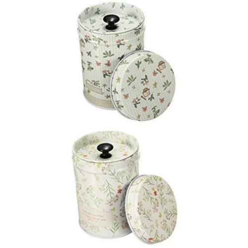 2x Double Cover Tea Canister Food Caddy Storage Jars Tin Box