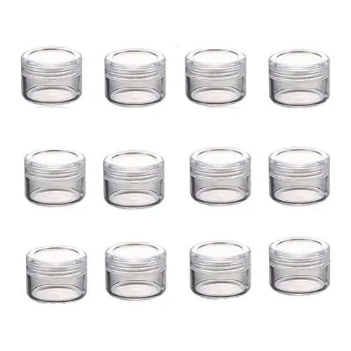 5G Plastik Reise Kosmetik Probenbehälter – Leere Glasbehälter Kleine Runde Flaschen für Gesichtcreme Lippenbalsam Kosmetik Lotion Dose (Transparent) (25 Stück)