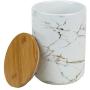 Rabinyod Bulan Marble Ceramic Kitchen Food Storage Canister with Bamboo Lid White and Large